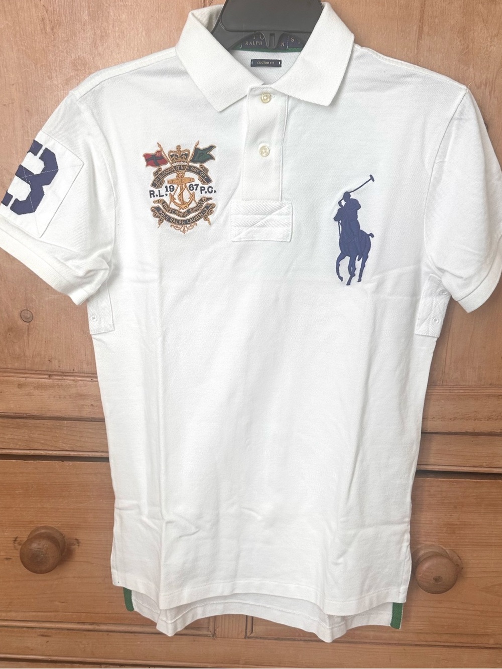 Polo Ralph Lauren Men's S Big Pony Crest White Custom Fit Polo Shirt